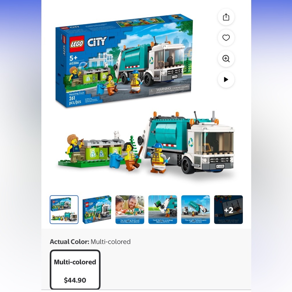 Lego city - recycle truck (truck ONLY) Retired Lego